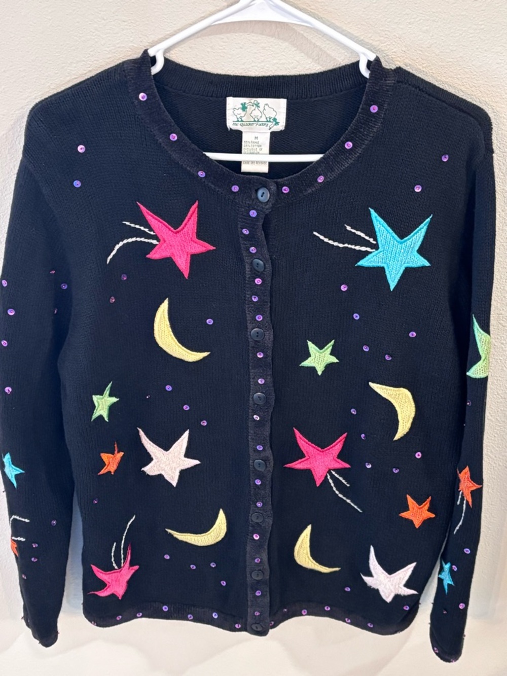 The Quacker Factory, Shooting Stars & Moon Celestial Women’s Cardigan, Medium
